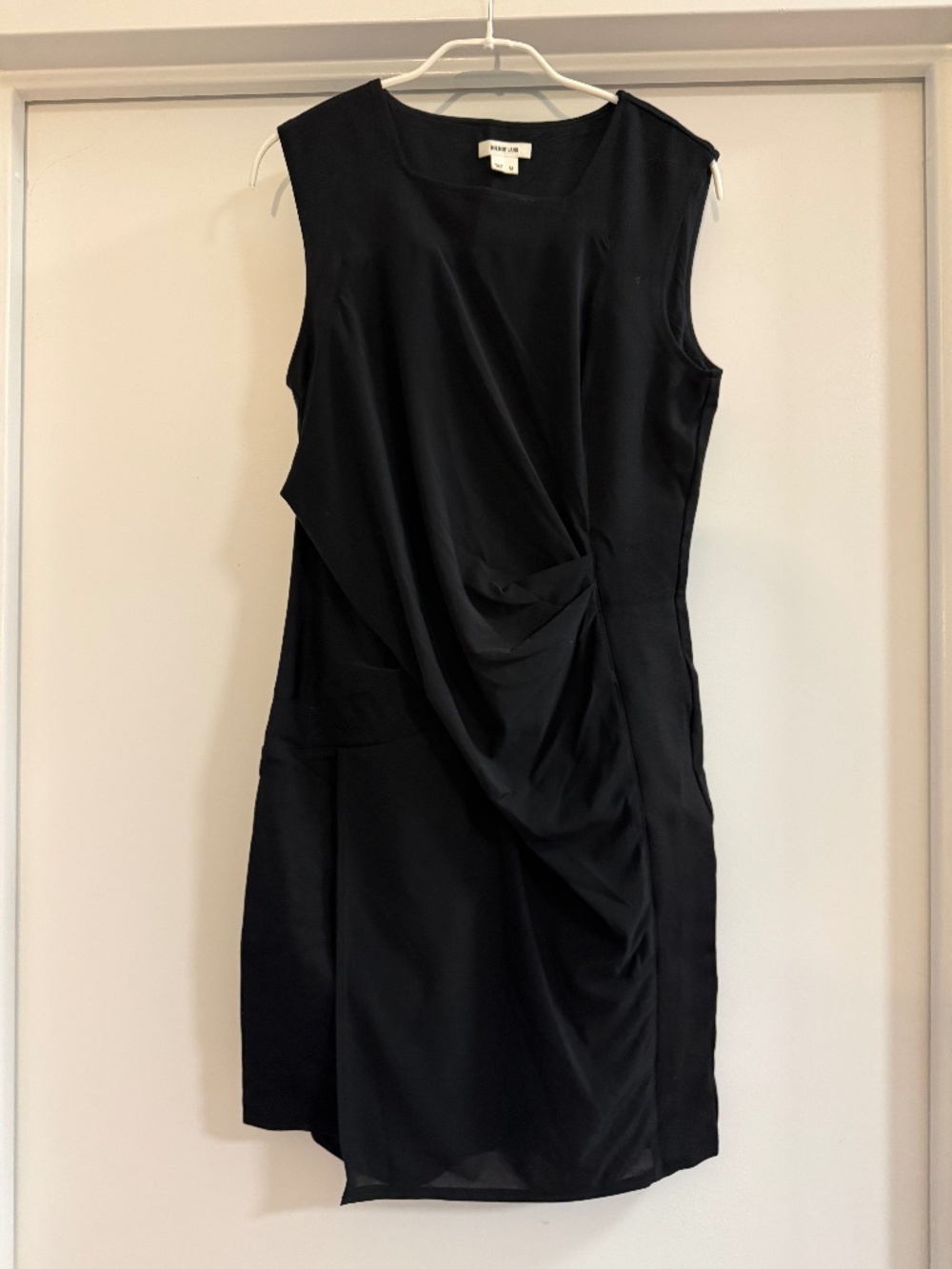 Black Helmut Lang dress with draping